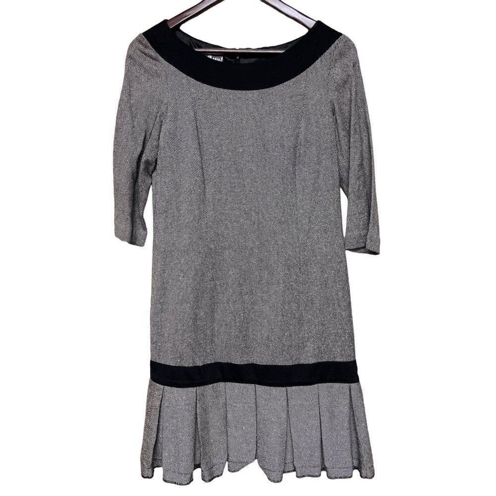 Pendleton 1/2 Sleeve Sheath Dress Black Wool Rayon Silk Blend Women's 8 Petite